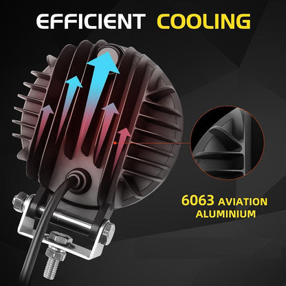 Кръгъл 4” (10см) LED халоген с комбинирана светлина - бяла + оранжева блиц светлина, 45W 12V/24V