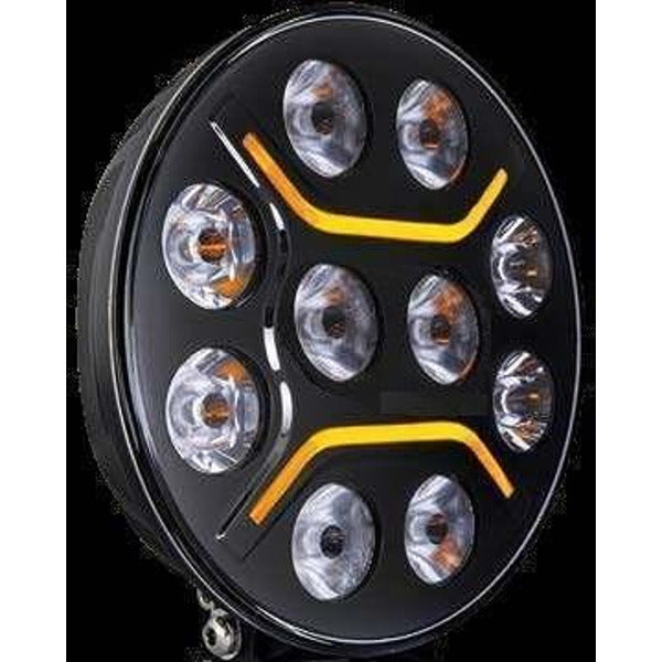 1бр Универсален LED + DRL Фар, бял+оранжев габарит Ø230 мм 12V/24V