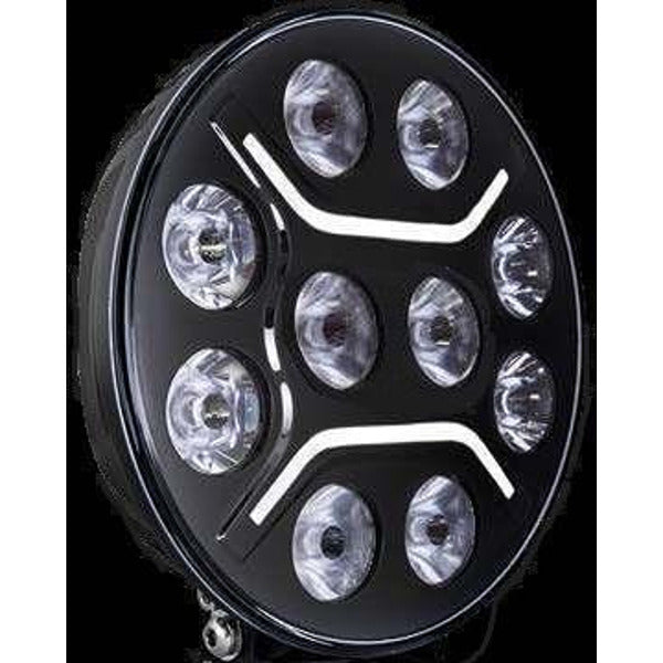 1бр Универсален LED + DRL Фар, бял+оранжев габарит Ø230 мм 12V/24V