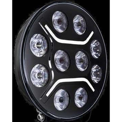 1бр Универсален LED + DRL Фар, бял+оранжев габарит Ø230 мм 12V/24V