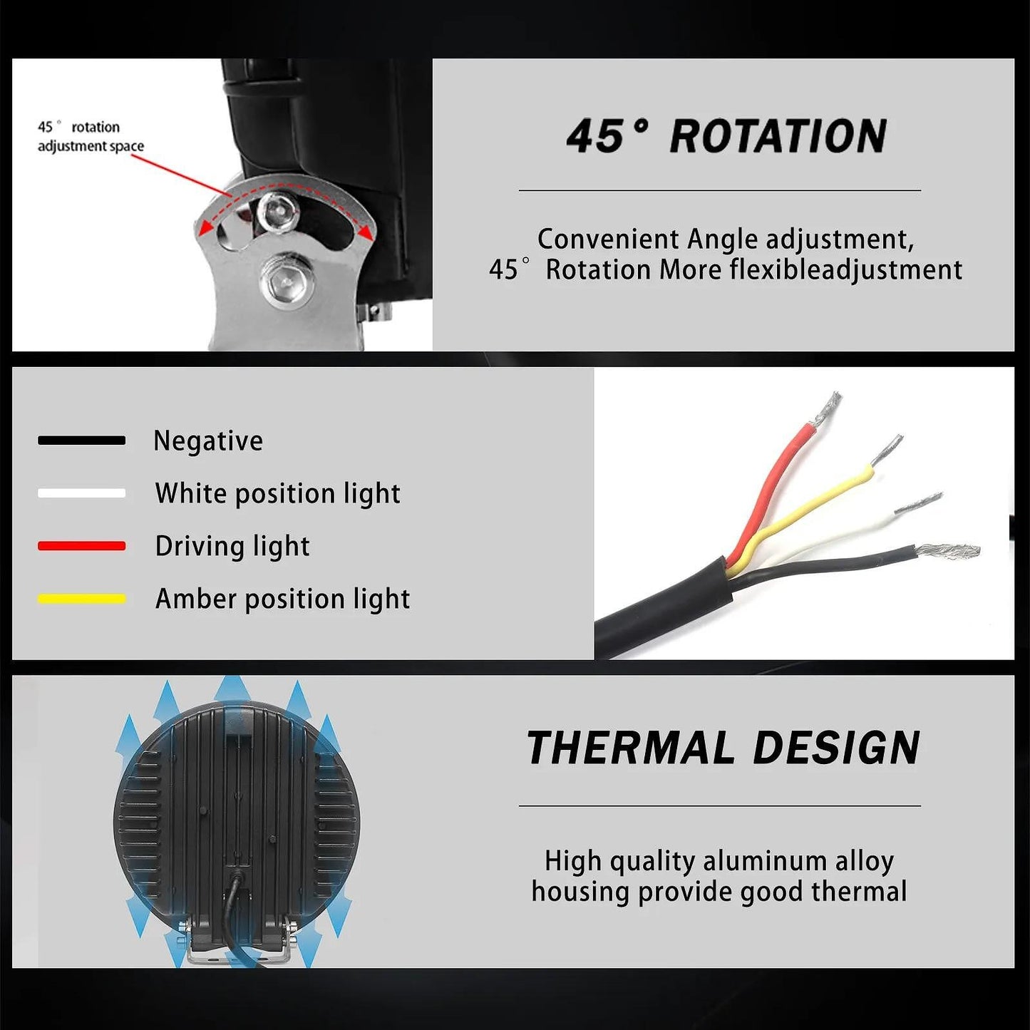 1бр Универсален LED + DRL Фар, бял+оранжев габарит Ø230 мм 12V/24V