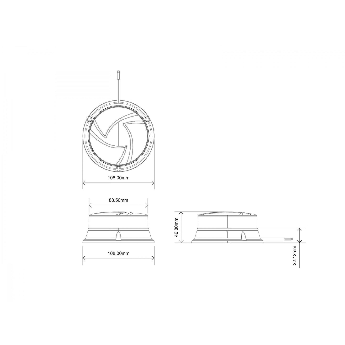 Лед авариен буркан - маяк, 19W 12V/24V, въртяща сигнална лампа