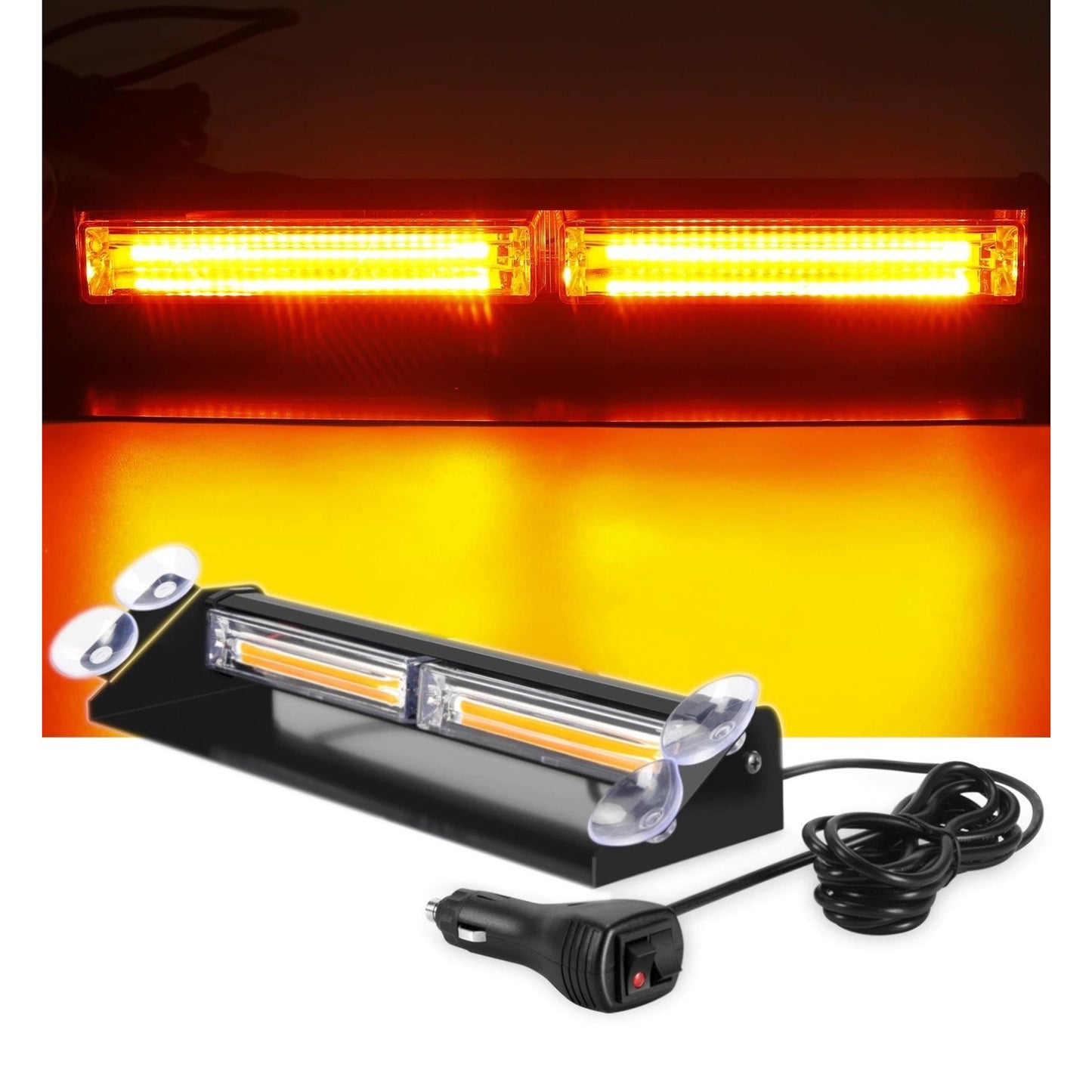 30см LED Аварийна жълта сигнална лампа - блиц, маяк, авариен LED бар със стойка, За пътна помощ, платформа 12-24V