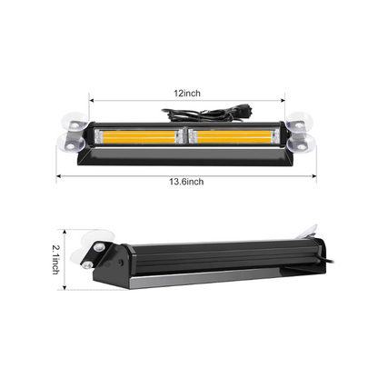 30см LED Аварийна жълта сигнална лампа - блиц, маяк, авариен LED бар със стойка, За пътна помощ, платформа 12-24V