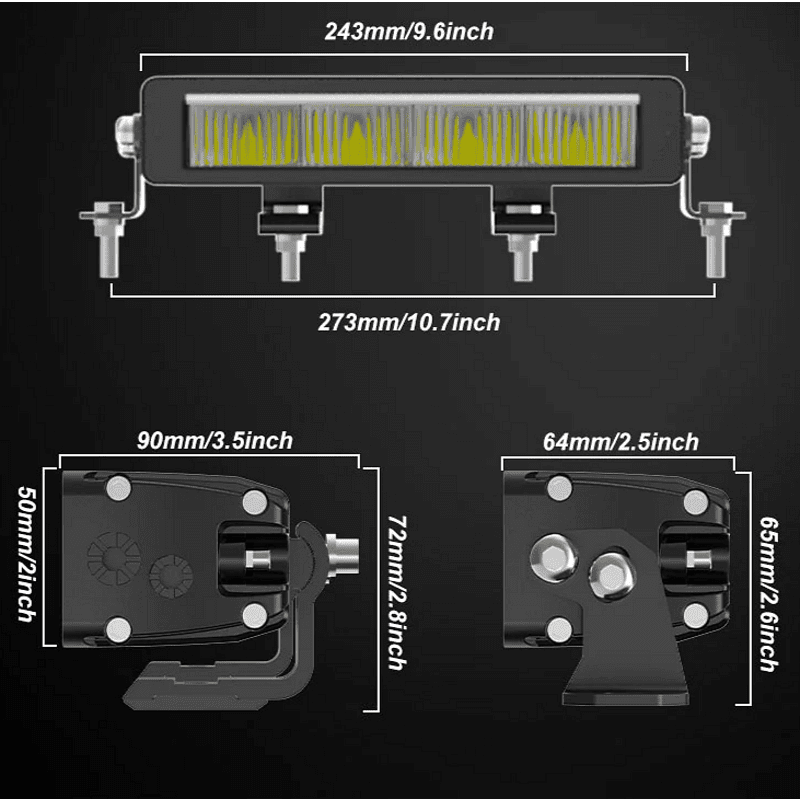 LED BAR 10" (25см) ZH 78W 12V/24V 6500K основна светлина + дневна 6500K/3000K