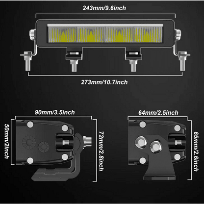 LED BAR 10" (25см) ZH 78W 12V/24V 6500K основна светлина + дневна 6500K/3000K