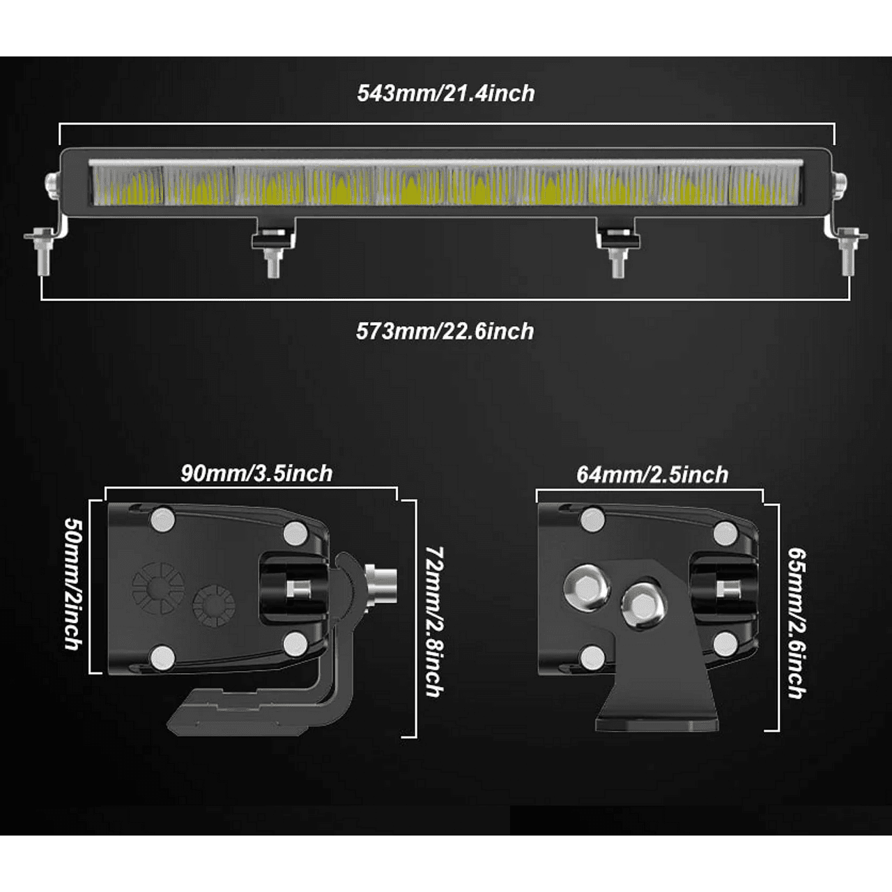LED BAR 21" (54см) ZH 195W 12V/24V 6500K основна светлина + дневна 6500K/3000K