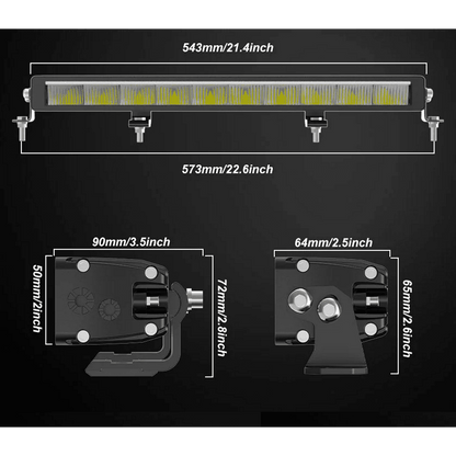 LED BAR 21" (54см) ZH 195W 12V/24V 6500K основна светлина + дневна 6500K/3000K