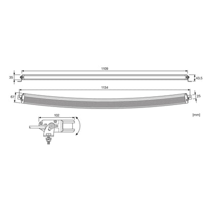 Извит LED бар Osram Lightbar VX1000-CB SR SM 1109x67x35mm, 6000K, 10100LM, 108W, 12/24V, IP6K8 & IP6K9K, ECE R149