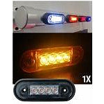 LED габарит, оранжева светлина, Е-Mark, 12V-24V, извит гръб за директен монтаж на ролбар/булбар