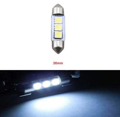 LED Лед Диодни Крушки, C5W, 3 Smd, 36mm, 12V, Бяла Светлина