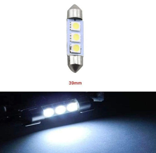 LED Лед Диодни Крушки, C5W, 3 Smd, 39mm, 12V, Бяла Светлина