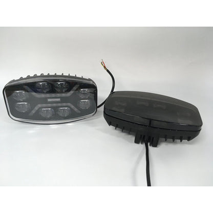 1бр LED правоъгълен фар 12V/24V 48W, бяло-жълто с черно стъкло, 245x139.4x90 mm E-mark E9