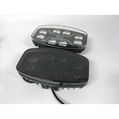 1бр LED правоъгълен фар 12V/24V 48W, бяло-жълто с черно стъкло, 245x139.4x90 mm E-mark E9