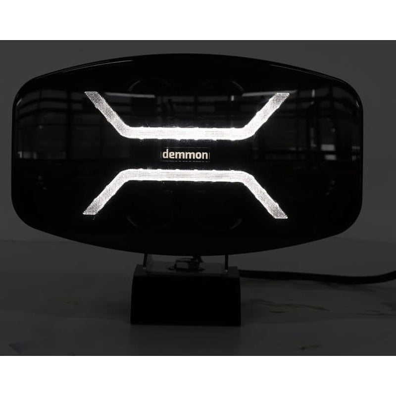 1бр LED правоъгълен фар 12V/24V 48W, бяло-жълто с черно стъкло, 245x139.4x90 mm E-mark E9