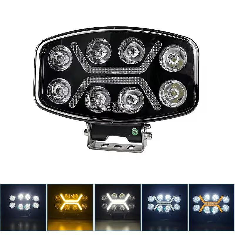 1бр LED правоъгълен фар 12V-24V 90W бяло-жълта светлина