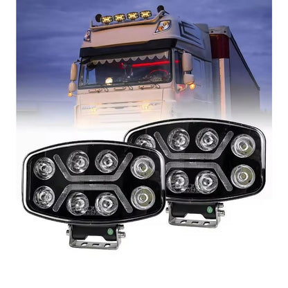 1бр LED правоъгълен фар 12V-24V 90W бяло-жълта светлина