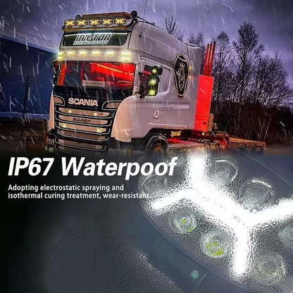 1бр LED правоъгълен фар 12V-24V 90W бяло-жълта светлина