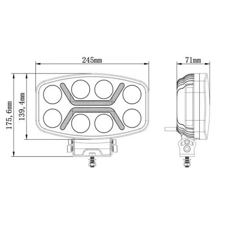 1бр LED правоъгълен фар 12V-24V 90W бяло-жълта светлина