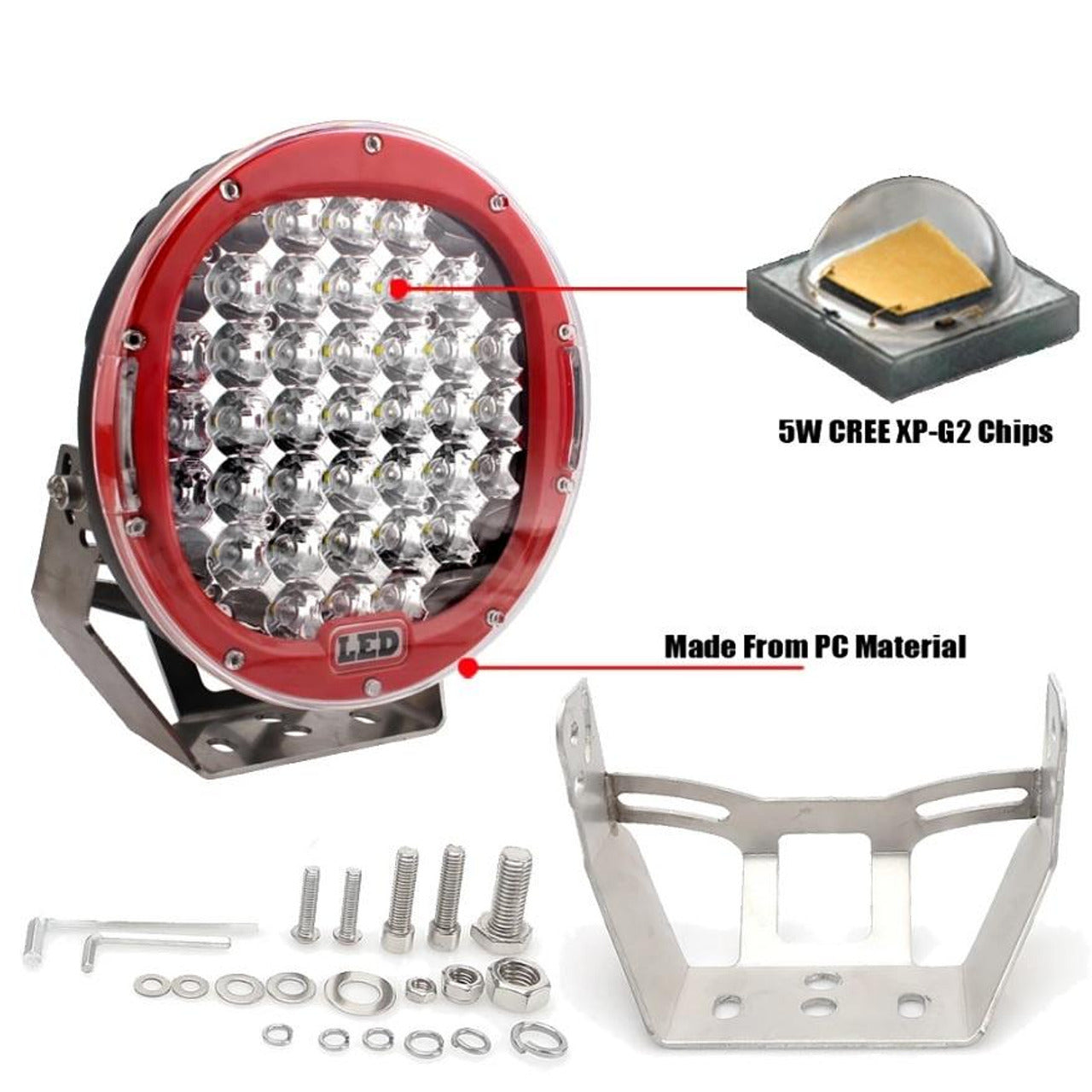 ЛЕД прожектор 9" (225мм) 185W 12V/24V, тип "пита", лъч до 250м