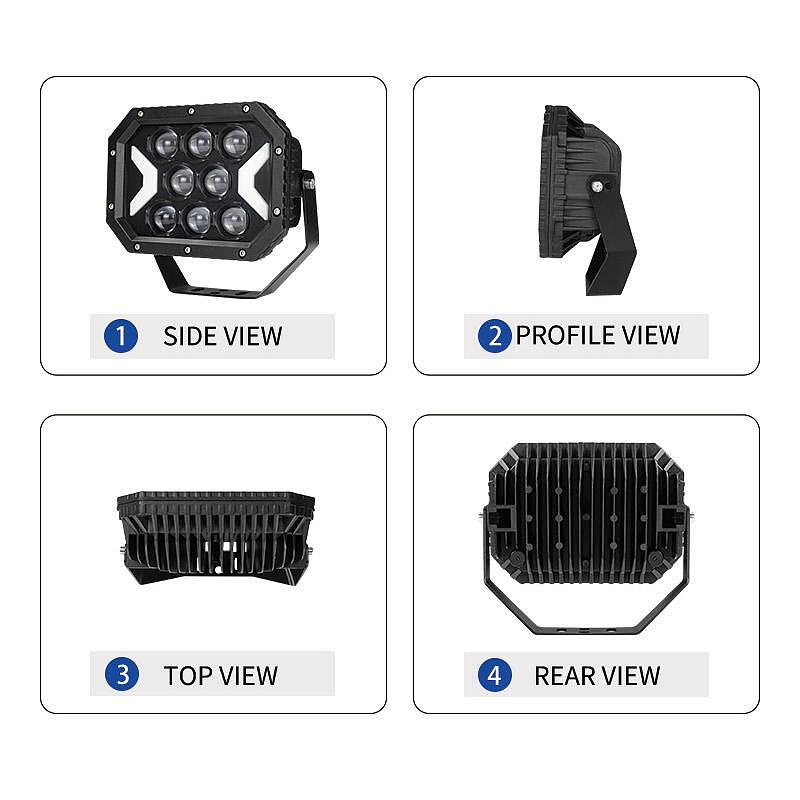 LED работен фар 195мм 80W 12V/24V – бяла и жълта светлина, IP67