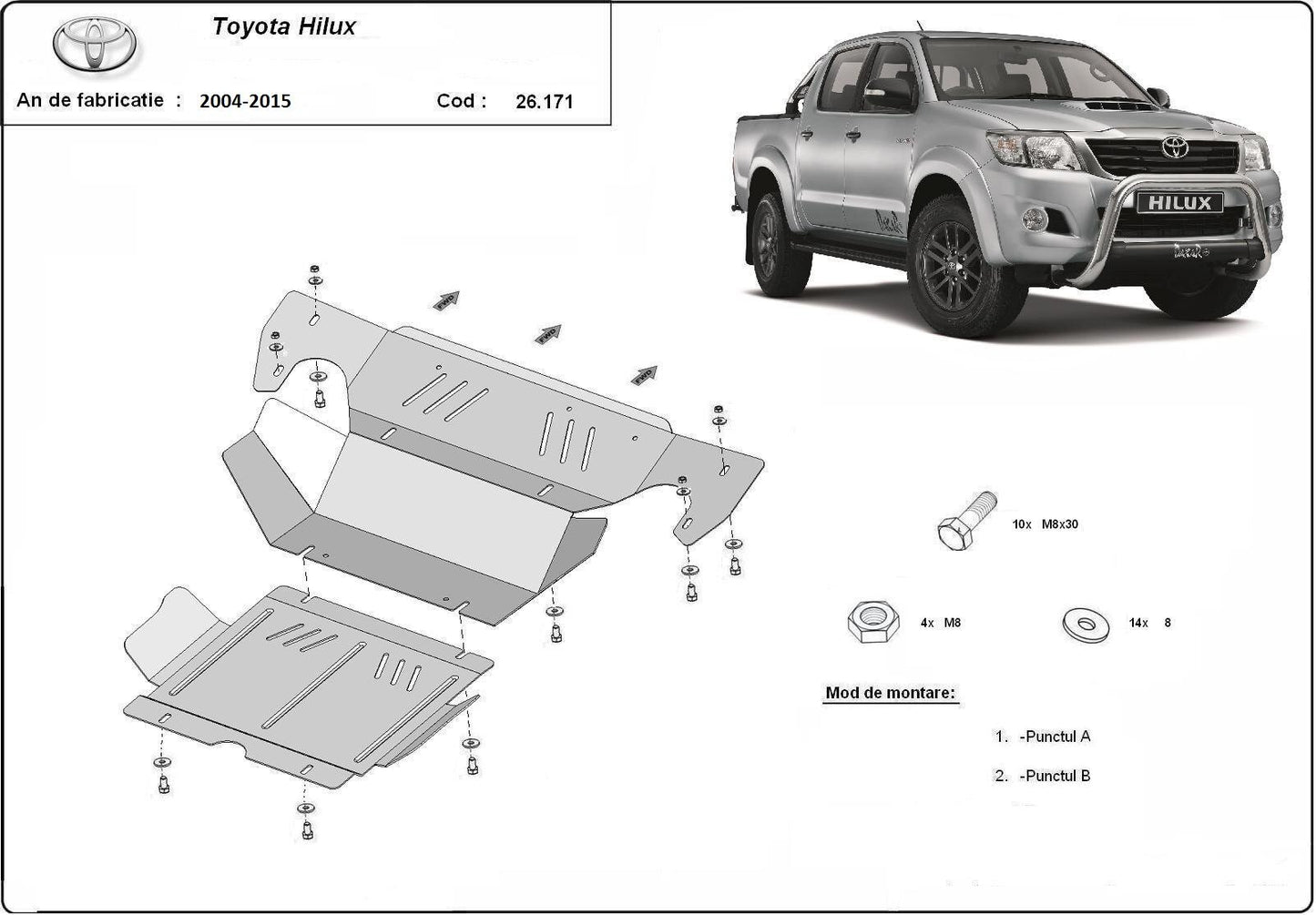 Метална кора под двигател и радиатор TOYOTA HILUX от 2005 (N70)