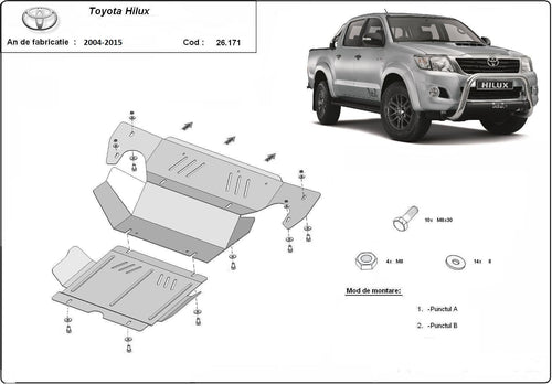 Метална кора под двигател и радиатор TOYOTA HILUX от 2005 (N70)