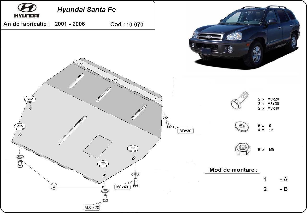 Метална кора под двигател и скоростна кутия HYUNDAI SANTA FE от 2001 до 2005