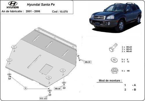 Метална кора под двигател и скоростна кутия HYUNDAI SANTA FE от 2001 до 2005
