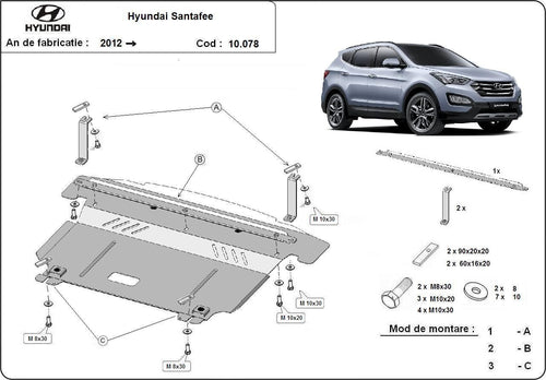 Метална кора под двигател и скоростна кутия HYUNDAI SANTA FE от 2012