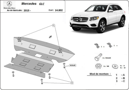 Метална кора под двигател и скоростна кутия MERCEDES GLC (X253) от 2015