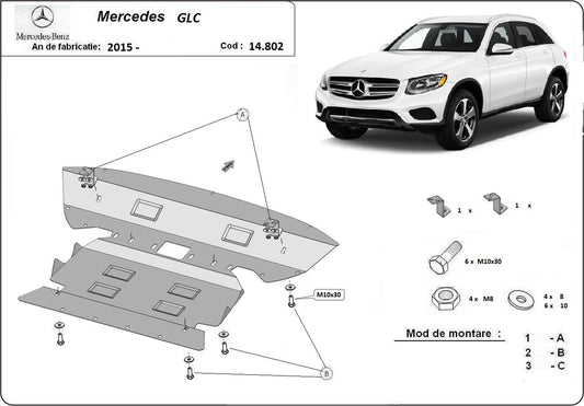Метална кора под двигател и скоростна кутия MERCEDES GLC (X253) от 2015