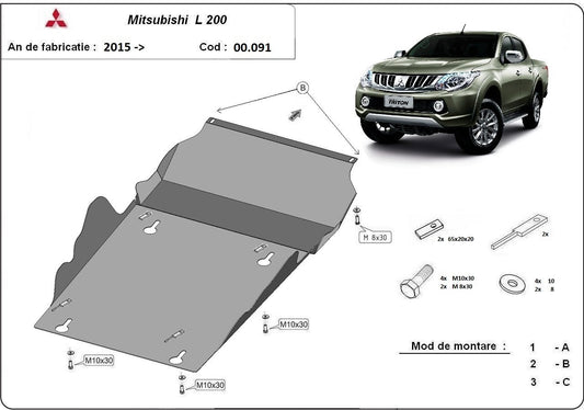 Метална кора под двигател и скоростна кутия MITSUBISHI L200 (KJ) от 2015