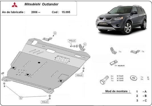 Метална кора под двигател и скоростна кутия MITSUBISHI OUTLANDER II от 2007 до 2013