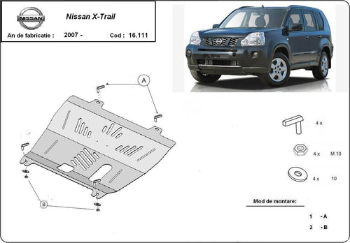 Метална кора под двигател и скоростна кутия NISSAN X-TRAIL от 2007 до 2013