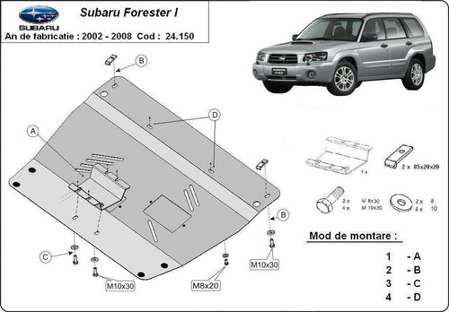 Метална кора под двигател и скоростна кутия SUBARU FORESTER II от 2002 до 2008