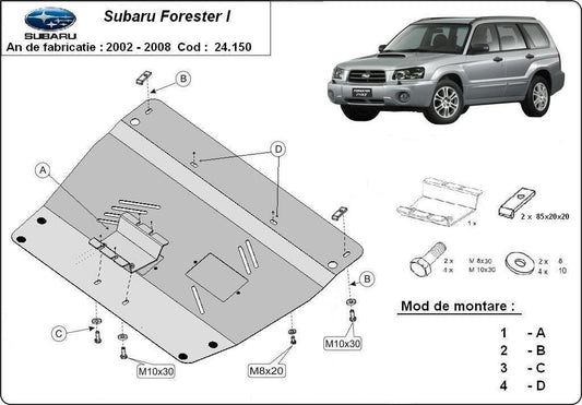 Метална кора под двигател и скоростна кутия SUBARU FORESTER II от 2002 до 2008
