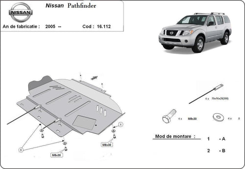 Метална кора под двигател NISSAN PATHFINDER (R51) от 2005 до 2012