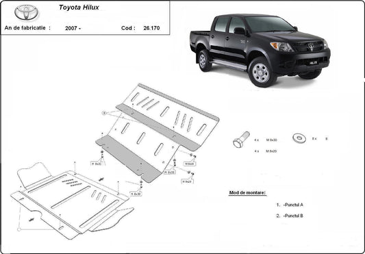 Метална кора под двигател TOYOTA HILUX от 2005 (N70)