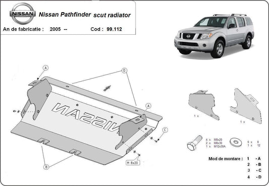 Метална кора под радиатор NISSAN PATHFINDER (R51) от 2005 до 2012