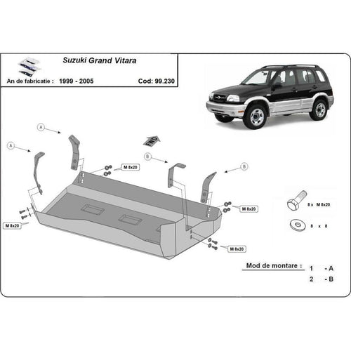 Метална кора под резервоар за Suzuki Grand Vitara I (FT, HT) от 1998 до 2006