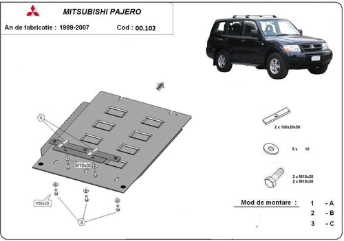 Метална кора под скоростна кутия MITSUBISHI PAJERO от 2000 до 2006