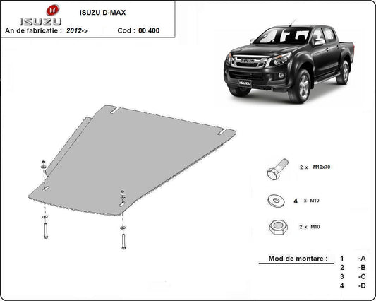 Метална кора под скоростна кутия след 2012 ISUZU D-MAX от 2002 до 2012