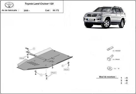 Метална кора под скоростна кутия TOYOTA LAND CRUISER J120 от 2002 до 2009