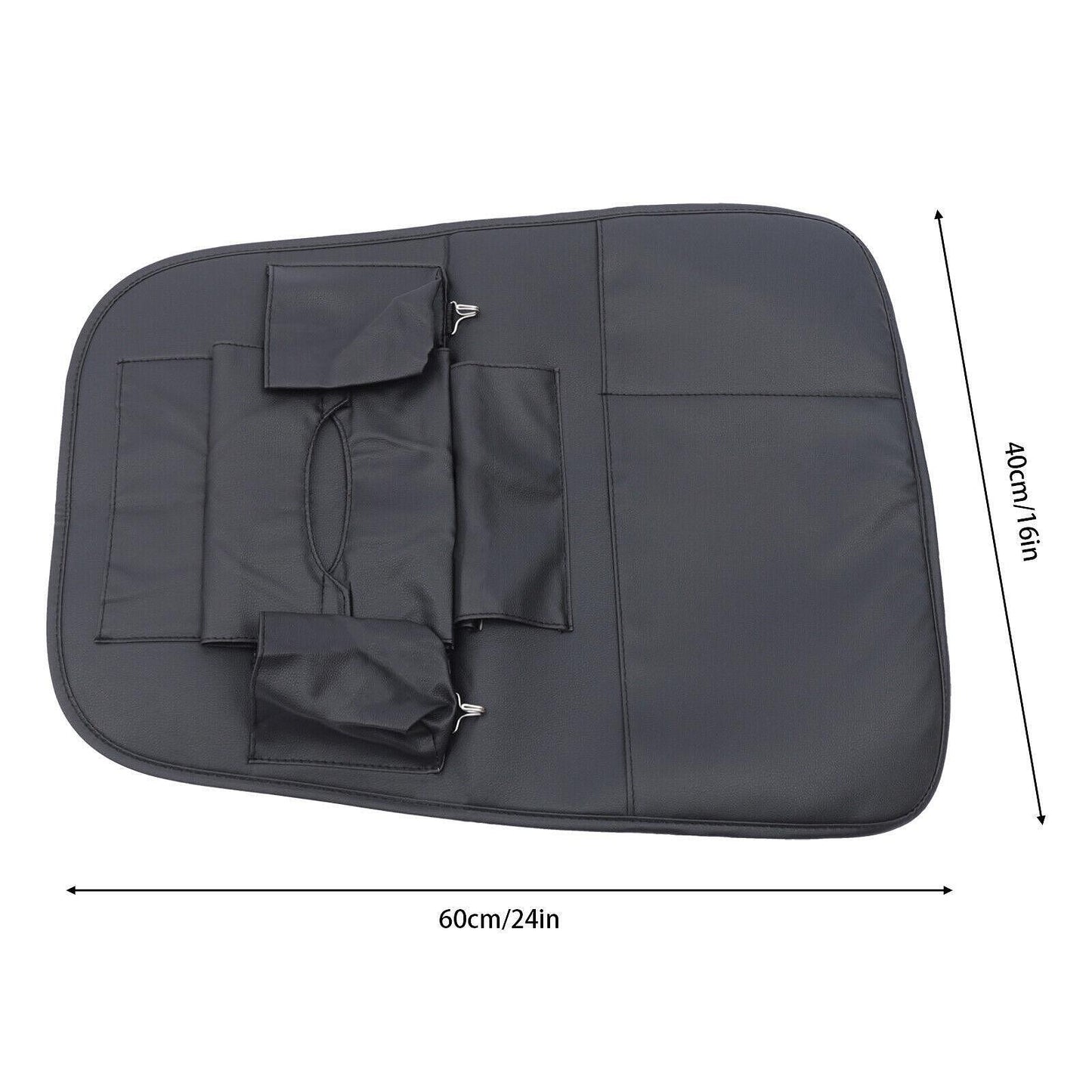 Мултифункционален органайзер за задната част на предна седалка със 7 джоба от черна еко кожа