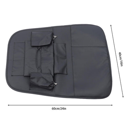 Мултифункционален органайзер за задната част на предна седалка със 7 джоба от черна еко кожа