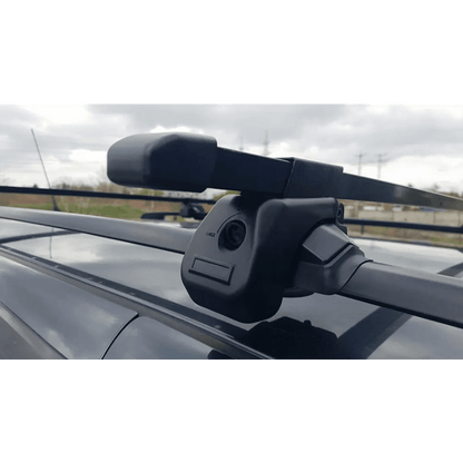 Напречни греди за багажник - за фабрични надлъжни релси с отвор - 120cm с ключ - метални