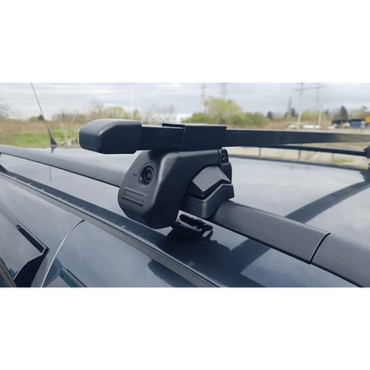 Напречни греди за багажник - за фабрични надлъжни релси с отвор - 120cm с ключ - метални