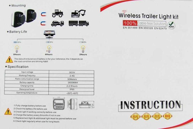 Безжични LED Стопове С Магнит за Ремарке Каравана Камион 12V/24V