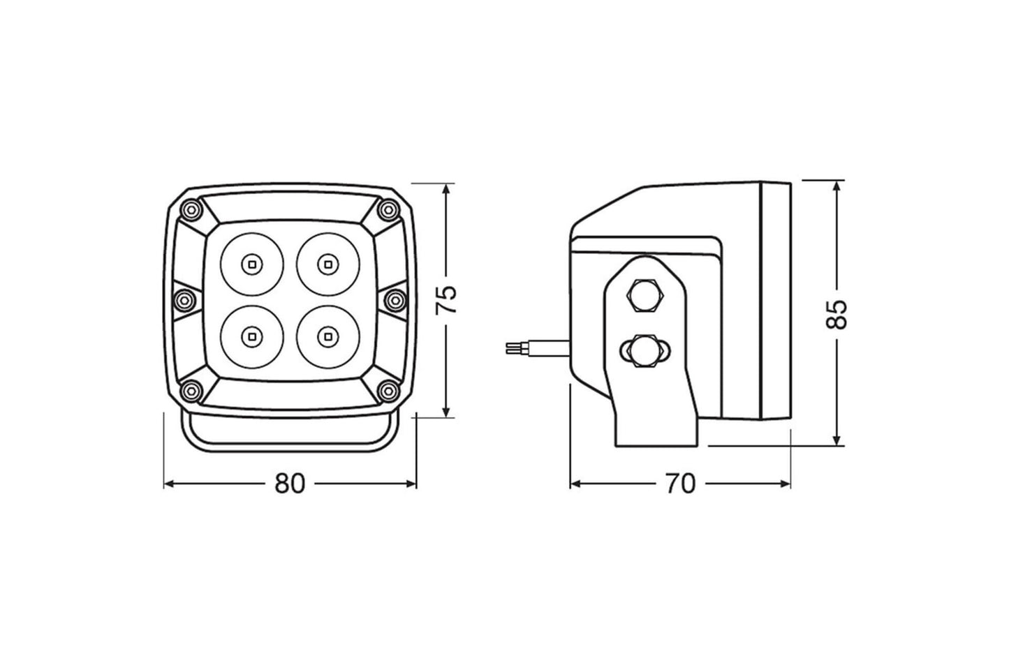 OSRAM OFF-ROAD CUBE VX80-SP К-кт LED квадратни халогени 7.5W 80x75x85mm 6000K, 1300LM, 12/24V, IP67, E-mark E4